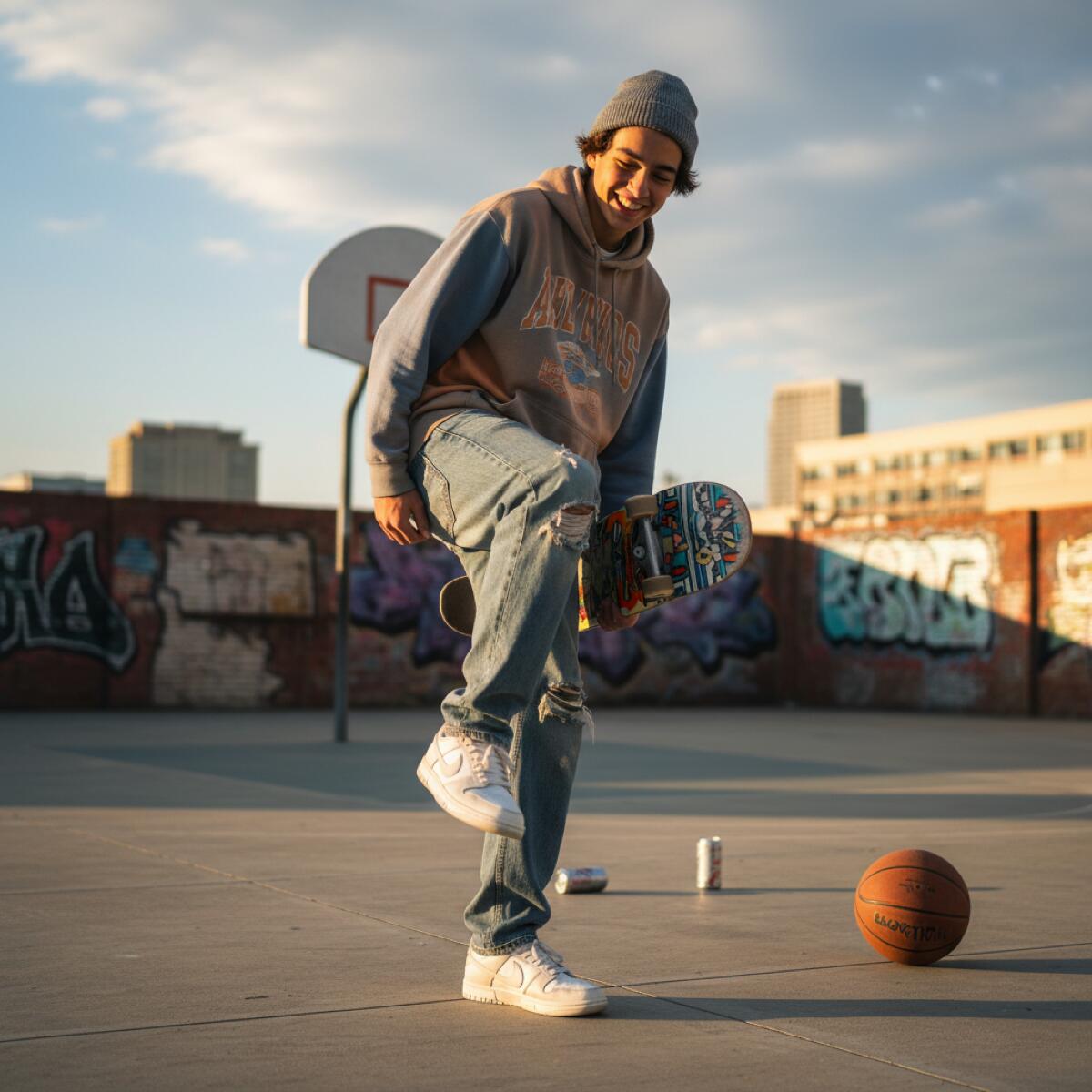 Adolescent avec ses sneakers neuves