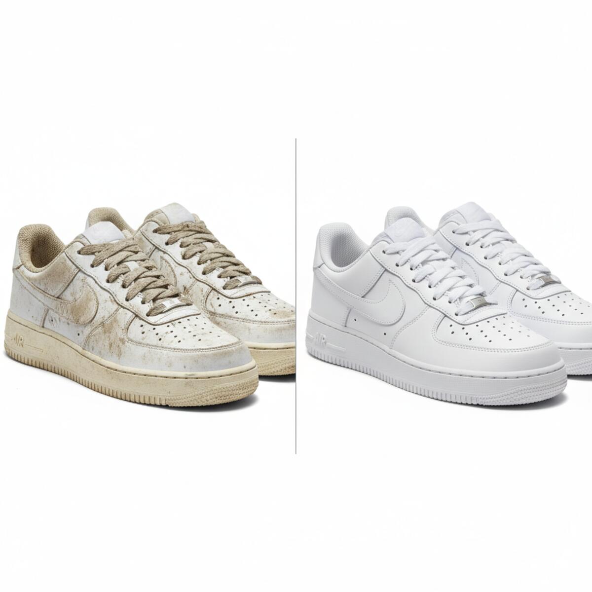 Avant/après nettoyage de baskets blanches Air Force 1