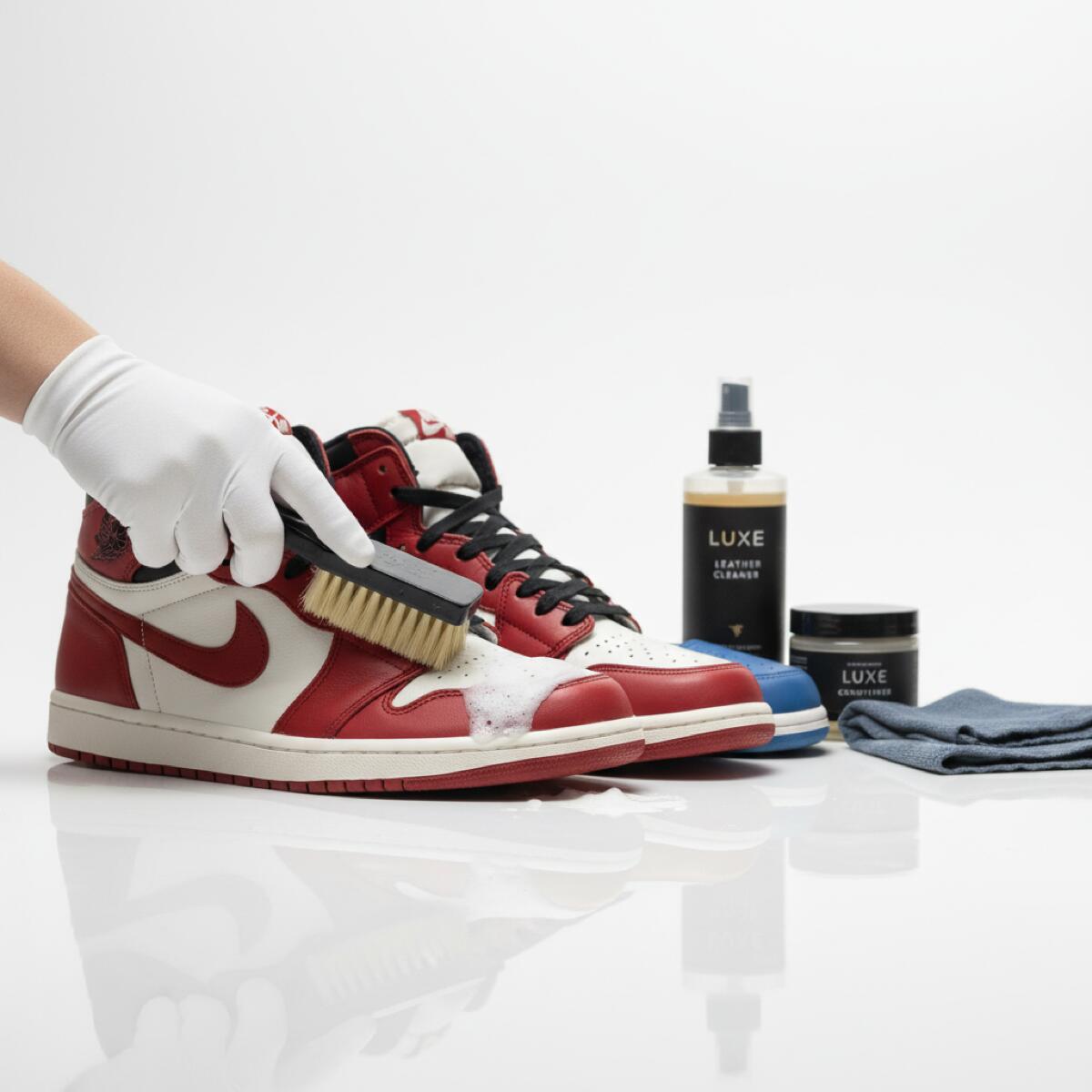 Nettoyage de Jordan 1 en cuir avec produits professionnels